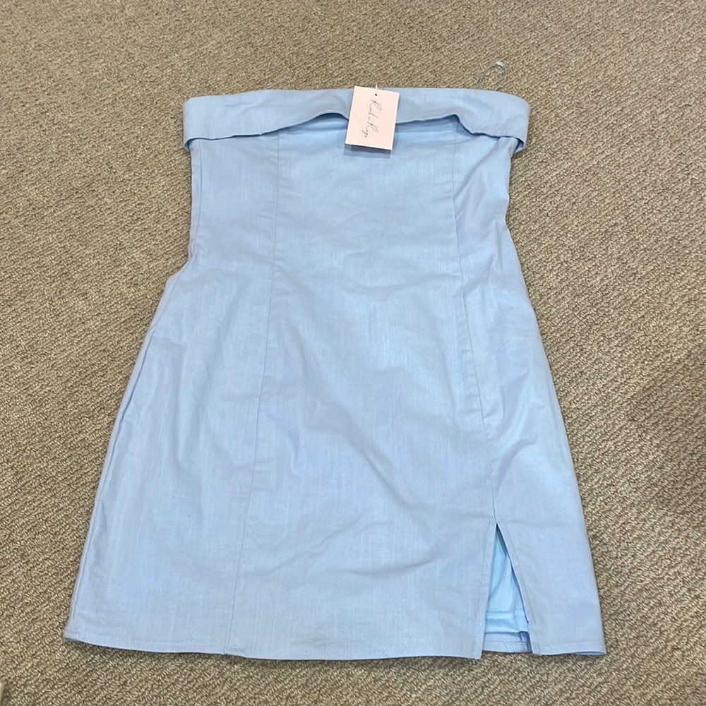 Blue strapless dress. Size medium
